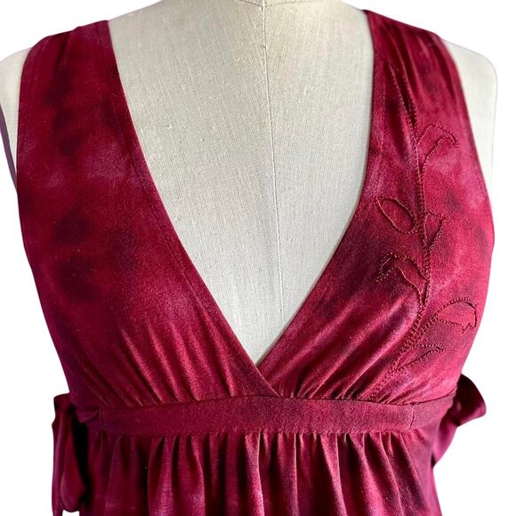 Womens Dress Size Small Burgundy Tie Dye Reworked Y2K Summery Resort Ready Fun - Picture 2 of 8